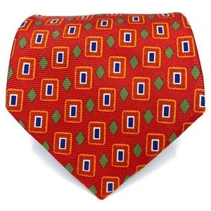 Brooks Brothers Makers Textured Tie Dark Orange Green White Blue Silk Necktie